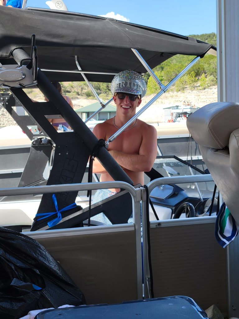a man sitting on a boat